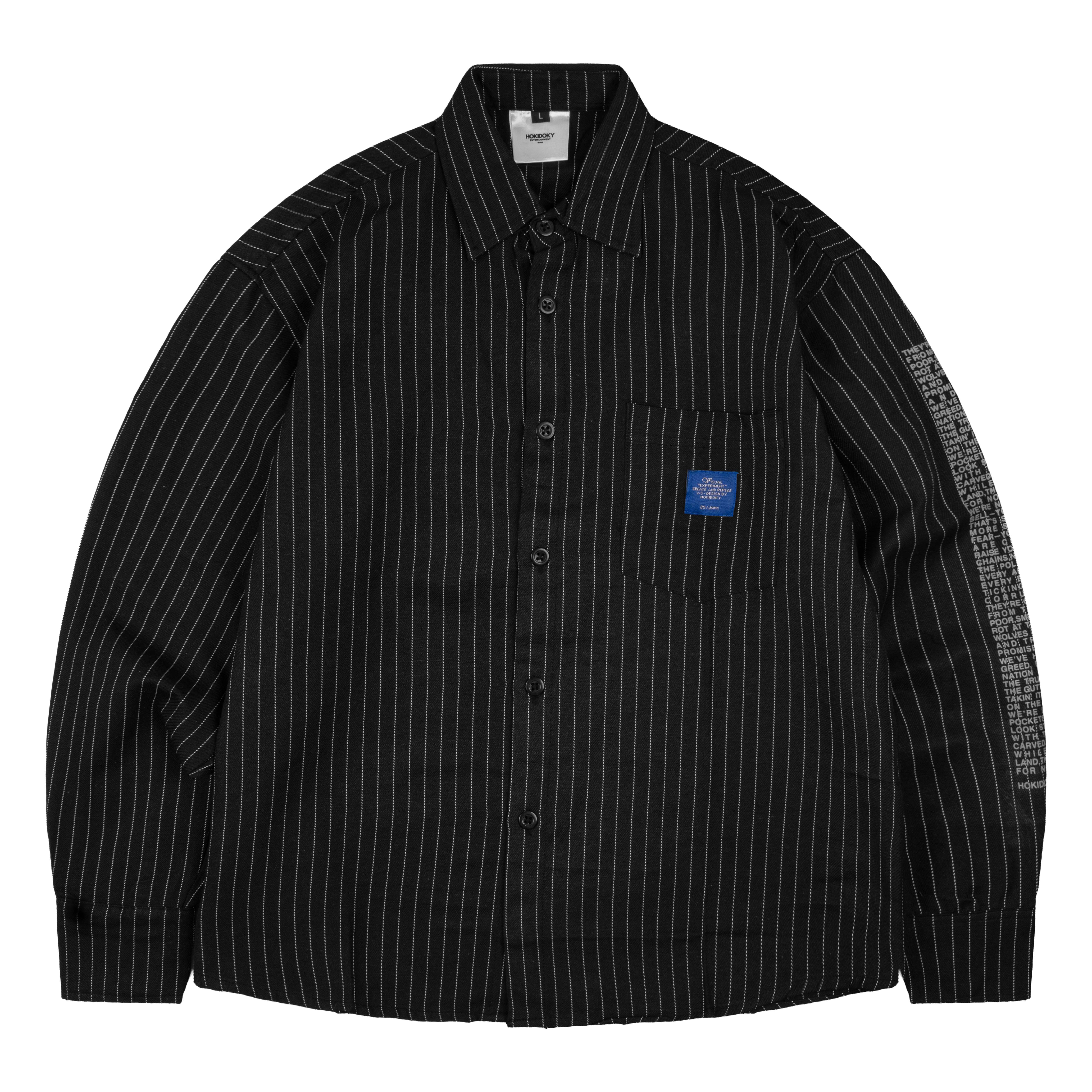 HOKIDOKY STRIPE BOXY LONGSLEEVE SHIRT BLACK