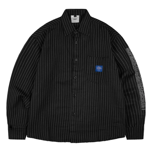 HOKIDOKY STRIPE BOXY LONGSLEEVE SHIRT BLACK