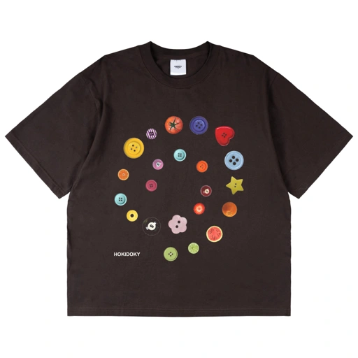 HOKIDOKY BUTTON T-SHIRT BROWN