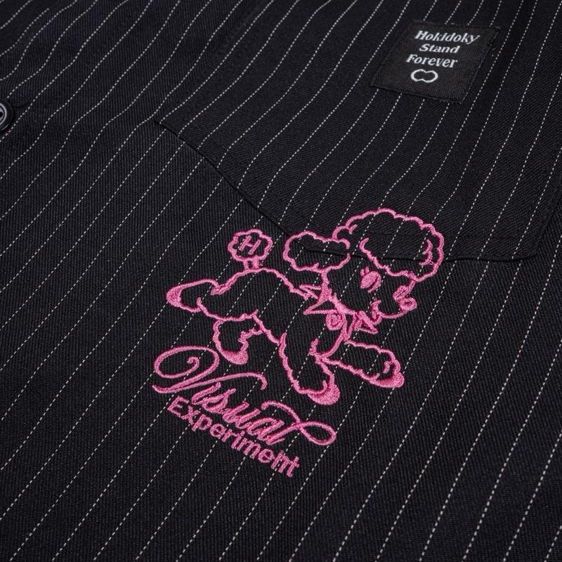 HOKIDOKY EXPERIMENT STRIPE BOXY SHIRT BLACK