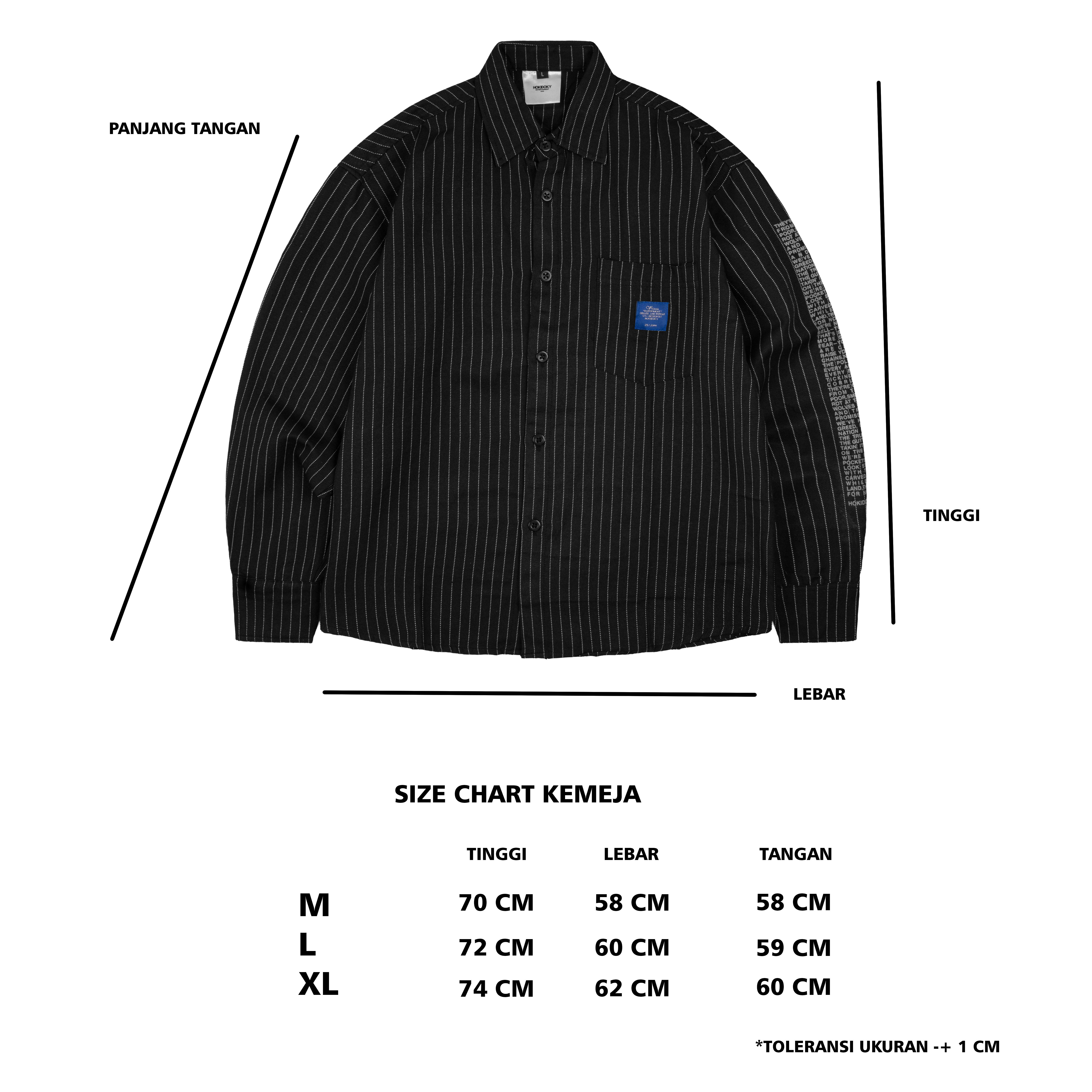 HOKIDOKY STRIPE BOXY LONGSLEEVE SHIRT BLACK
