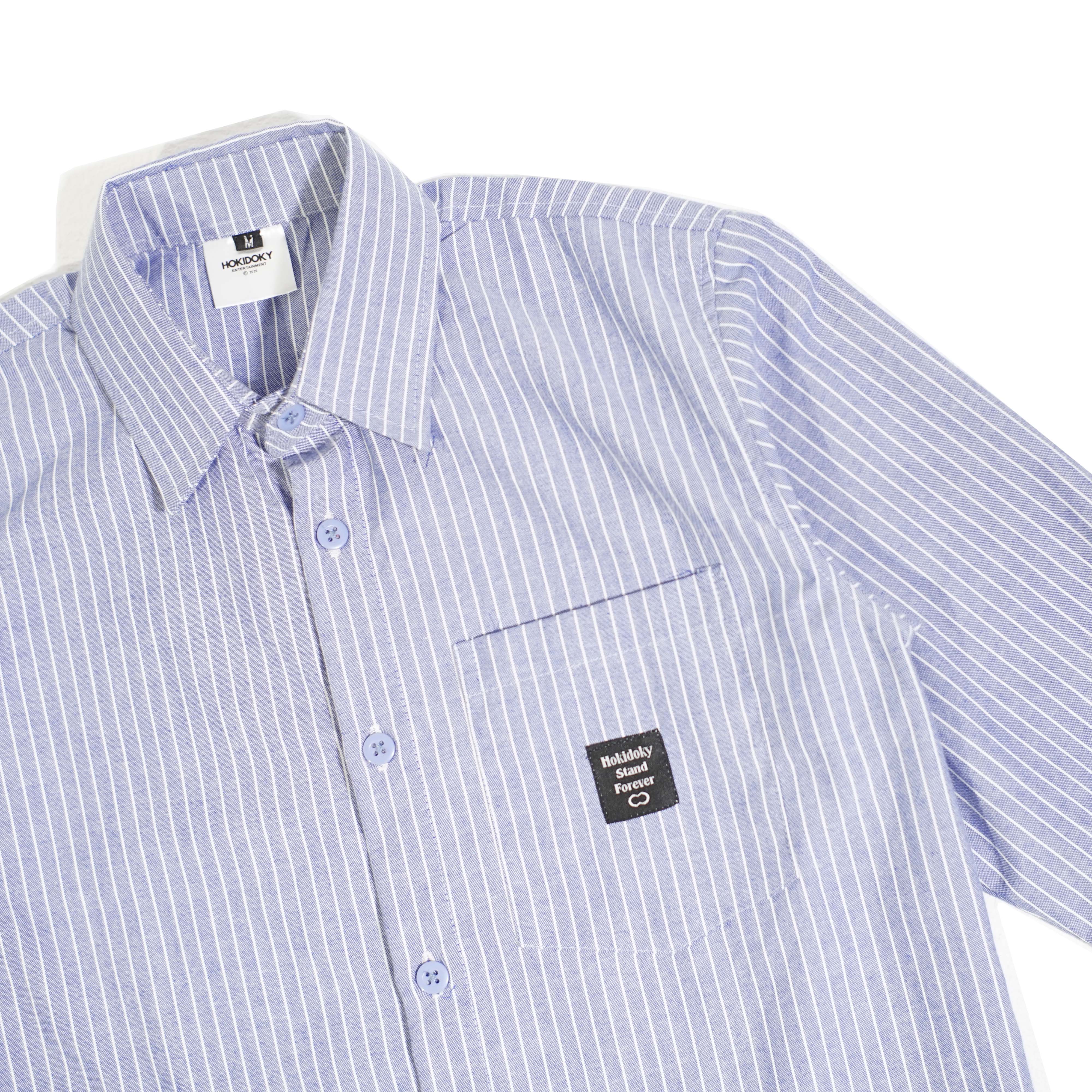 HOKIDOKY STRIPE BOXY LONGSLEEVE SHIRT BLUE