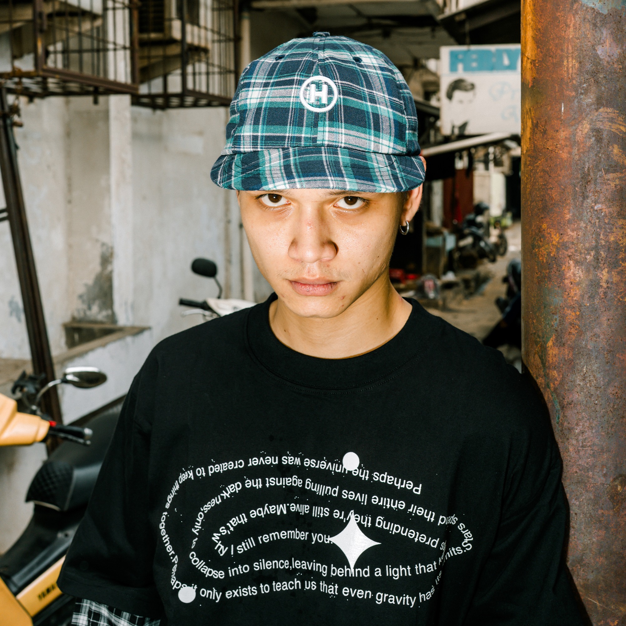 HOKIDOKY SIX PANEL PLAID CAP BLUE