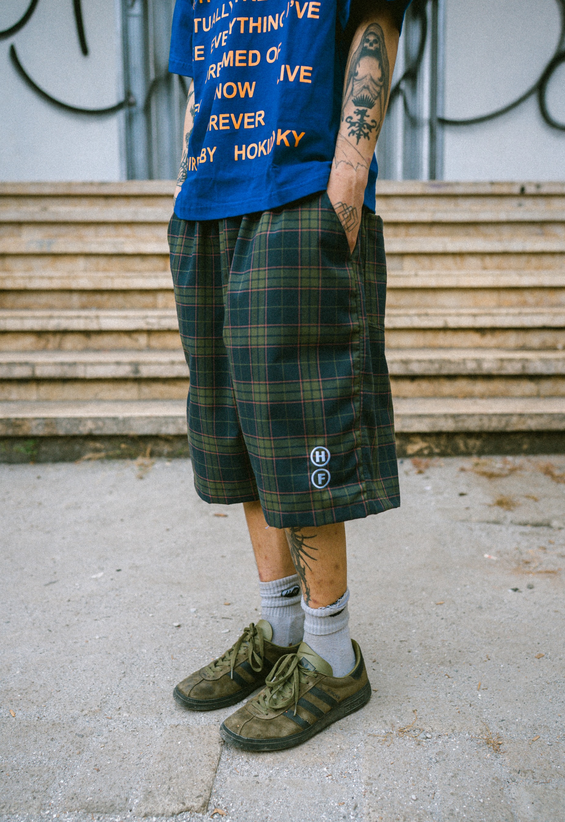 HOKIDOKY JORTS PANTS PLAIDSHORT BROWN