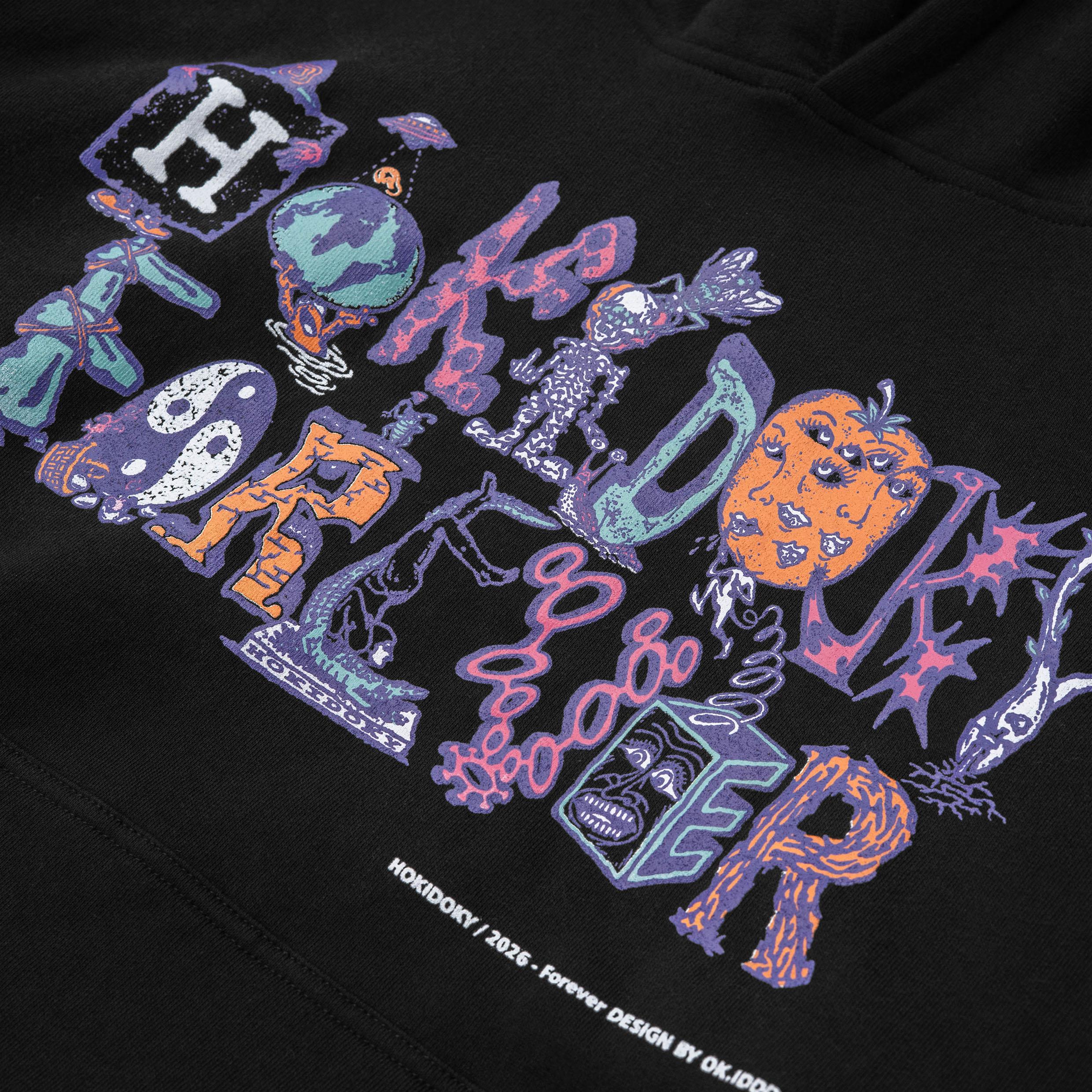 HOKIDOKY FOREVER BOXY PULLOVER HOODIE BLACK