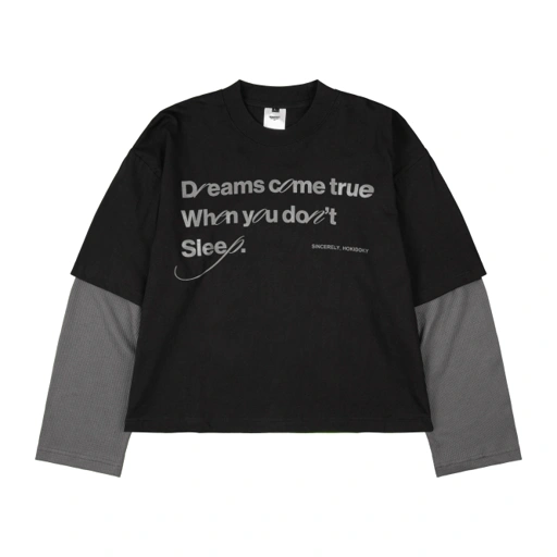 HOKIDOKY DOUBLE LAYER WAFFLE  LONGSLEEVE BLACK - GREY