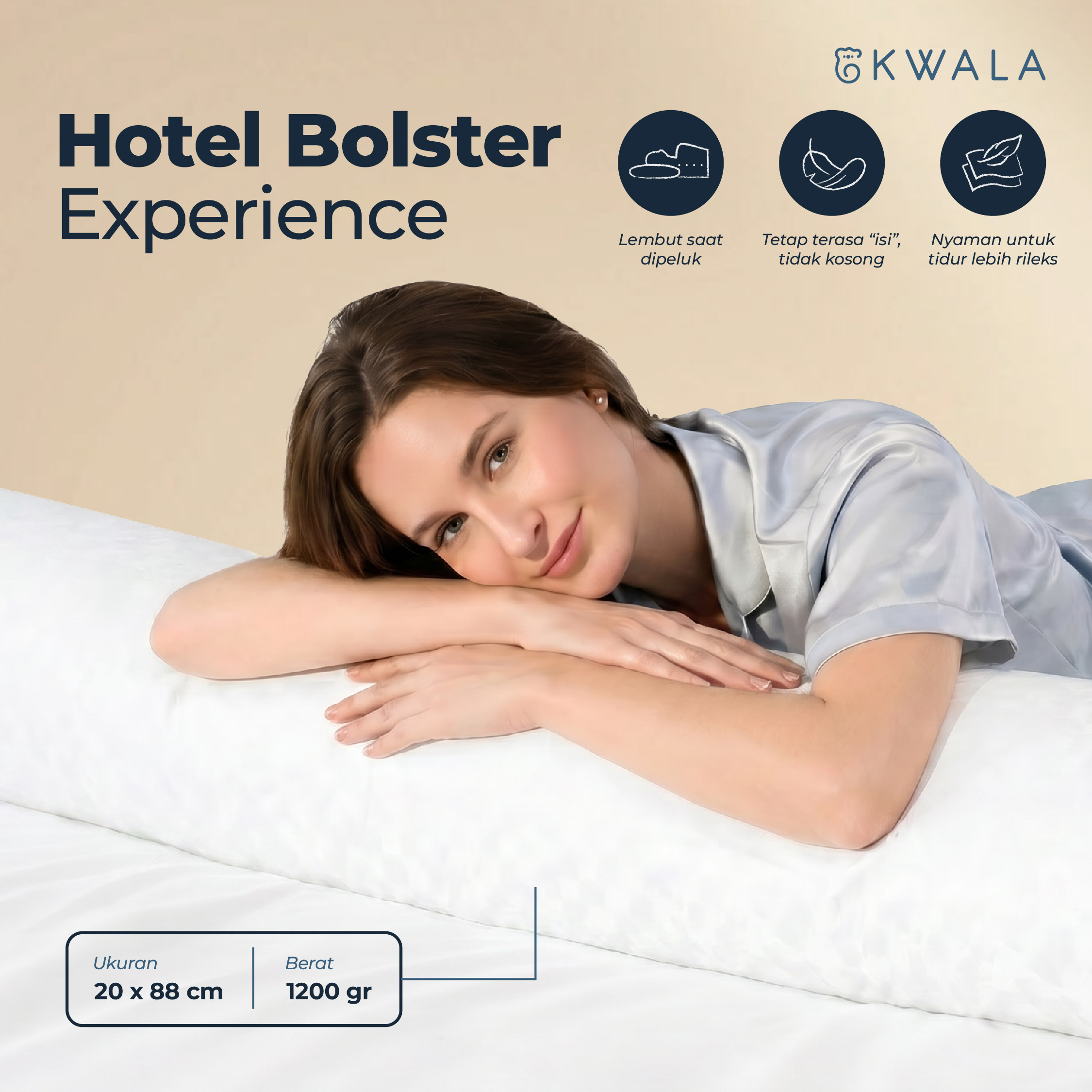 KWALA Prestige Bolster Hotel Signature | Guling Tidur Hotel Bintang 5 | Guling Hotel Premium | Guling Empuk | Guling Anti Alergi | Guling Tidur Nyaman | Guling Premium | Guling Tidur Dewasa | Anti Kempes | Guling Murah | Guli