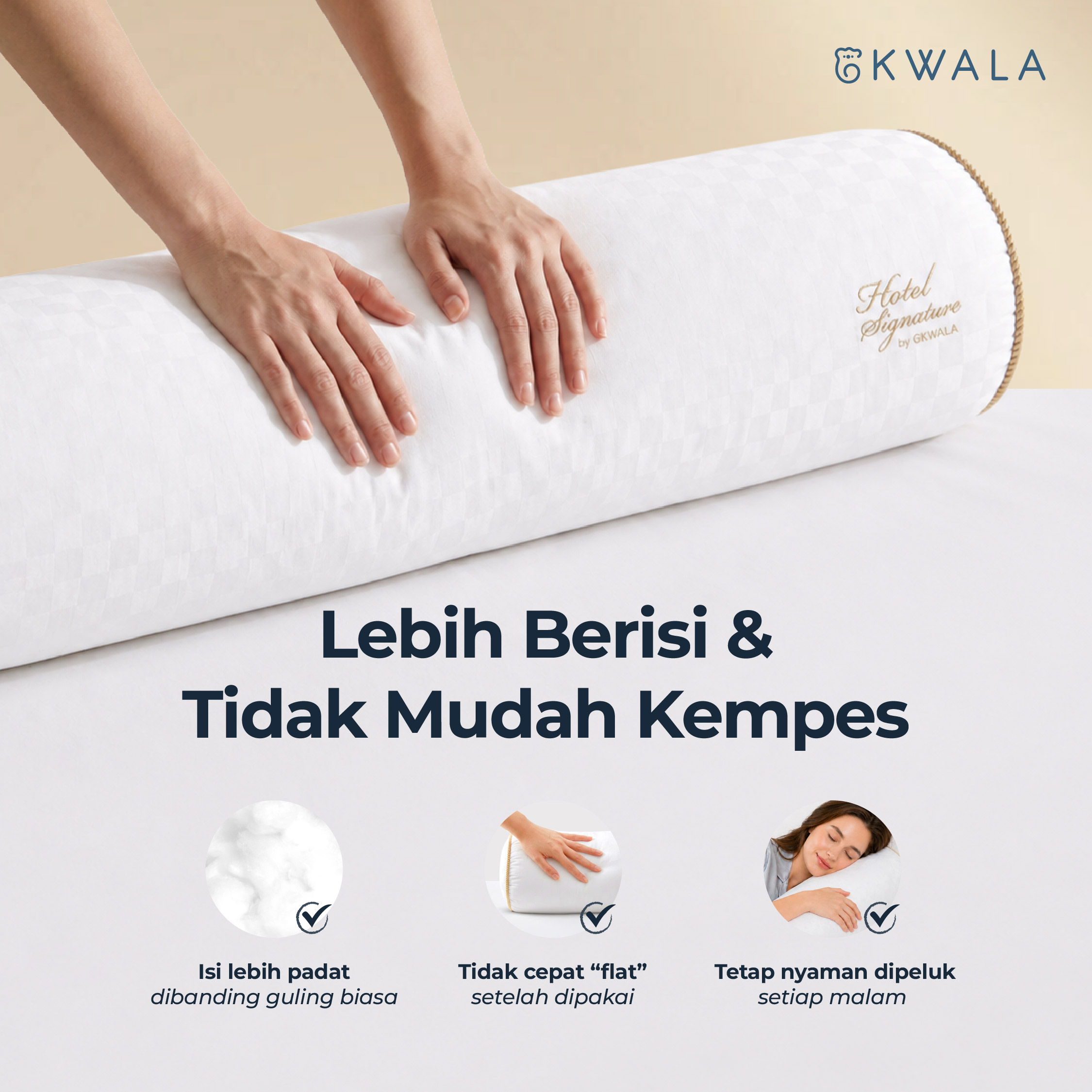 KWALA Prestige Bolster Hotel Signature | Guling Tidur Hotel Bintang 5 | Guling Hotel Premium | Guling Empuk | Guling Anti Alergi | Guling Tidur Nyaman | Guling Premium | Guling Tidur Dewasa | Anti Kempes | Guling Murah | Guli