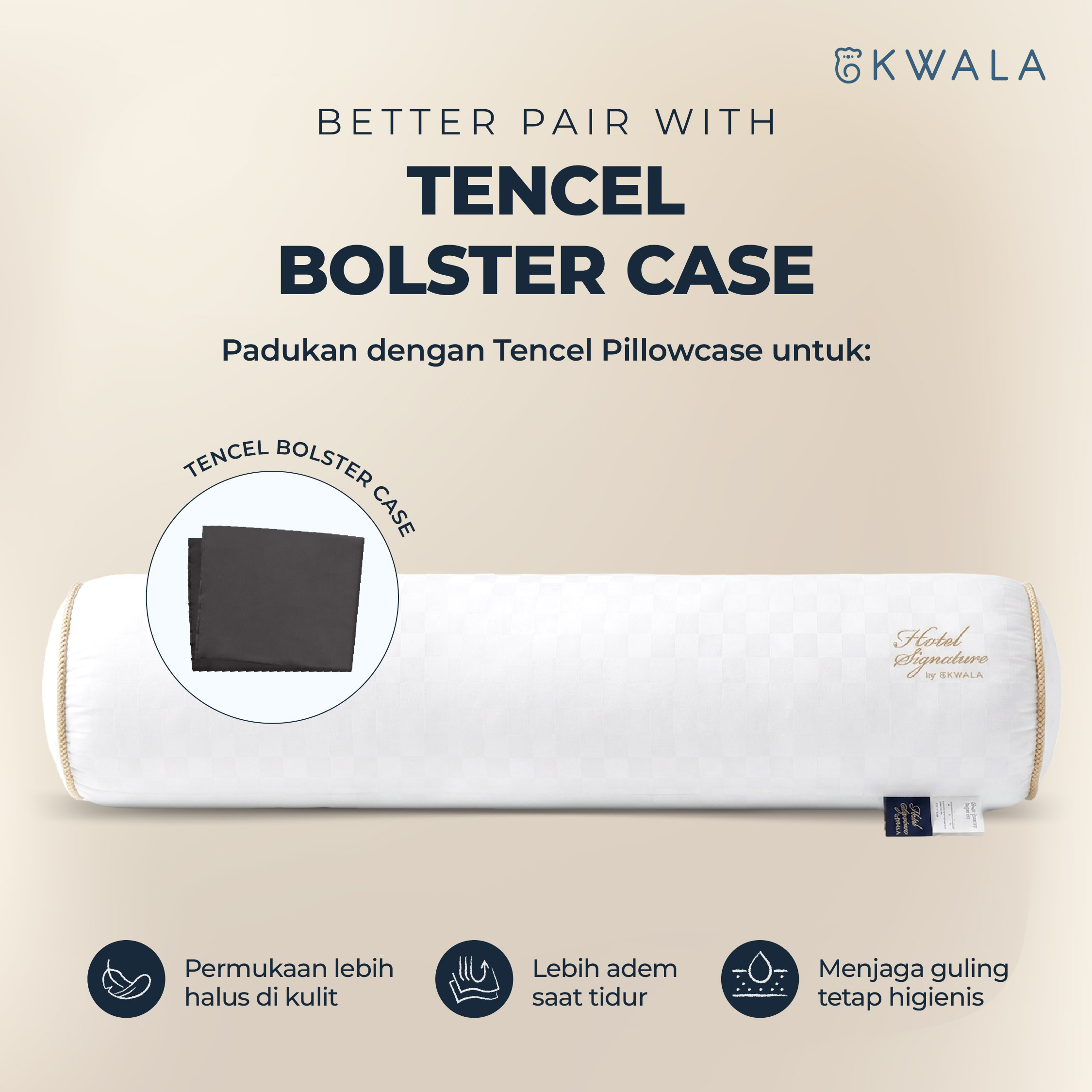 KWALA Prestige Bolster Hotel Signature | Guling Tidur Hotel Bintang 5 | Guling Hotel Premium | Guling Empuk | Guling Anti Alergi | Guling Tidur Nyaman | Guling Premium | Guling Tidur Dewasa | Anti Kempes | Guling Murah | Guli