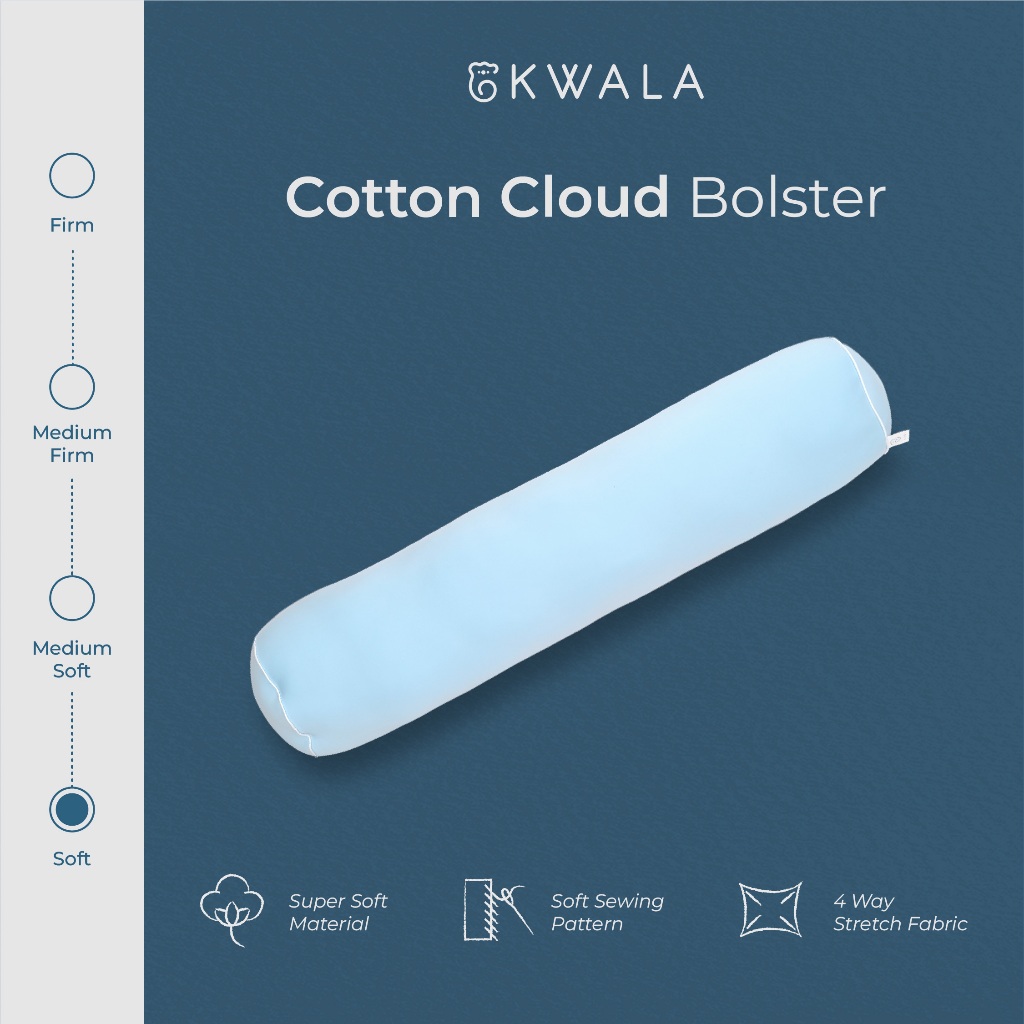 KWALA Cotton Cloud Bolster | Guling Tidur Sangat Soft | Guling Tidur Hotel | Microfiber