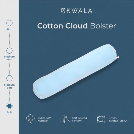 KWALA Cotton Cloud Bolster | Guling Tidur Sangat Soft | Guling Tidur Hotel | Microfiber