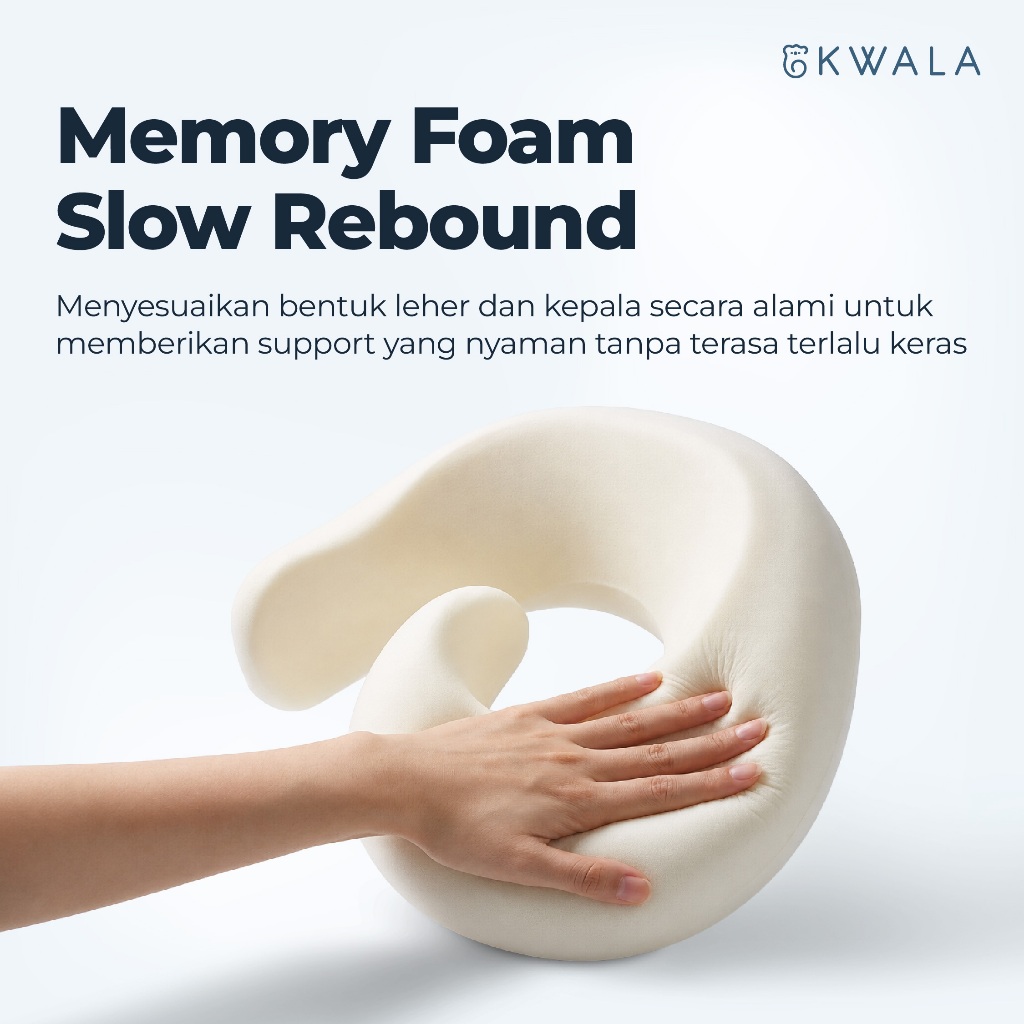 KWALA Travel Neck Pillow | Bantal Leher Travel | Memory Foam Pillow | Bantal Pesawat | Bantal Leher Mobil | Bantal Kereta | Neck Pillow Anti Pegal | Bantal Tidur Perjalanan | Travel Pillow | Support Leher 360° | Bantal Perjalanan Jauh