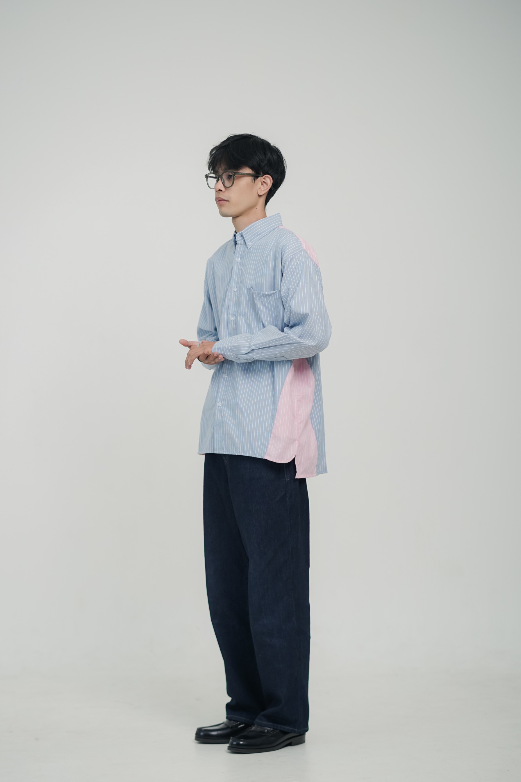 LOUNDE 2-Tone Shirt Blue Pink
