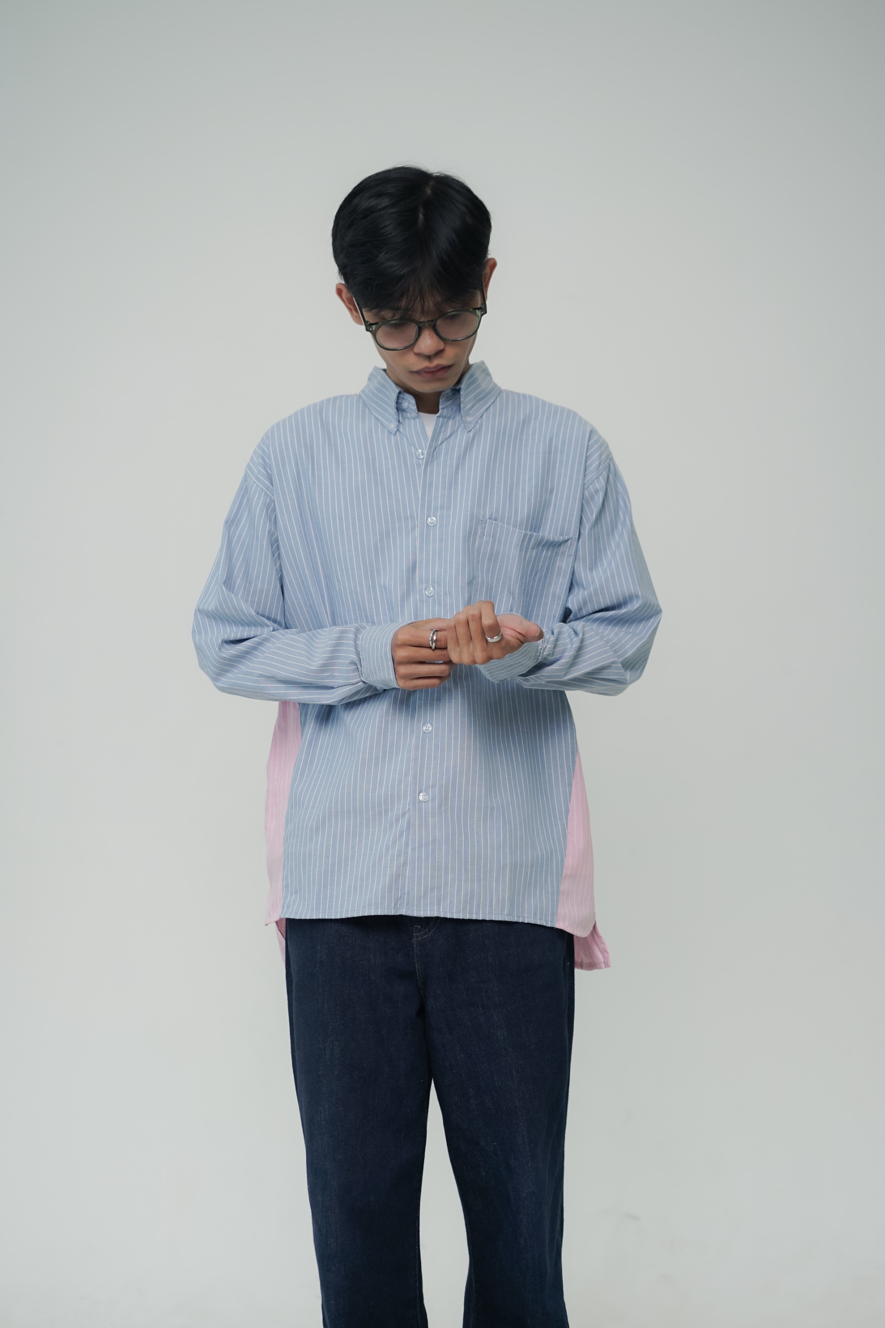LOUNDE 2-Tone Shirt Blue Pink