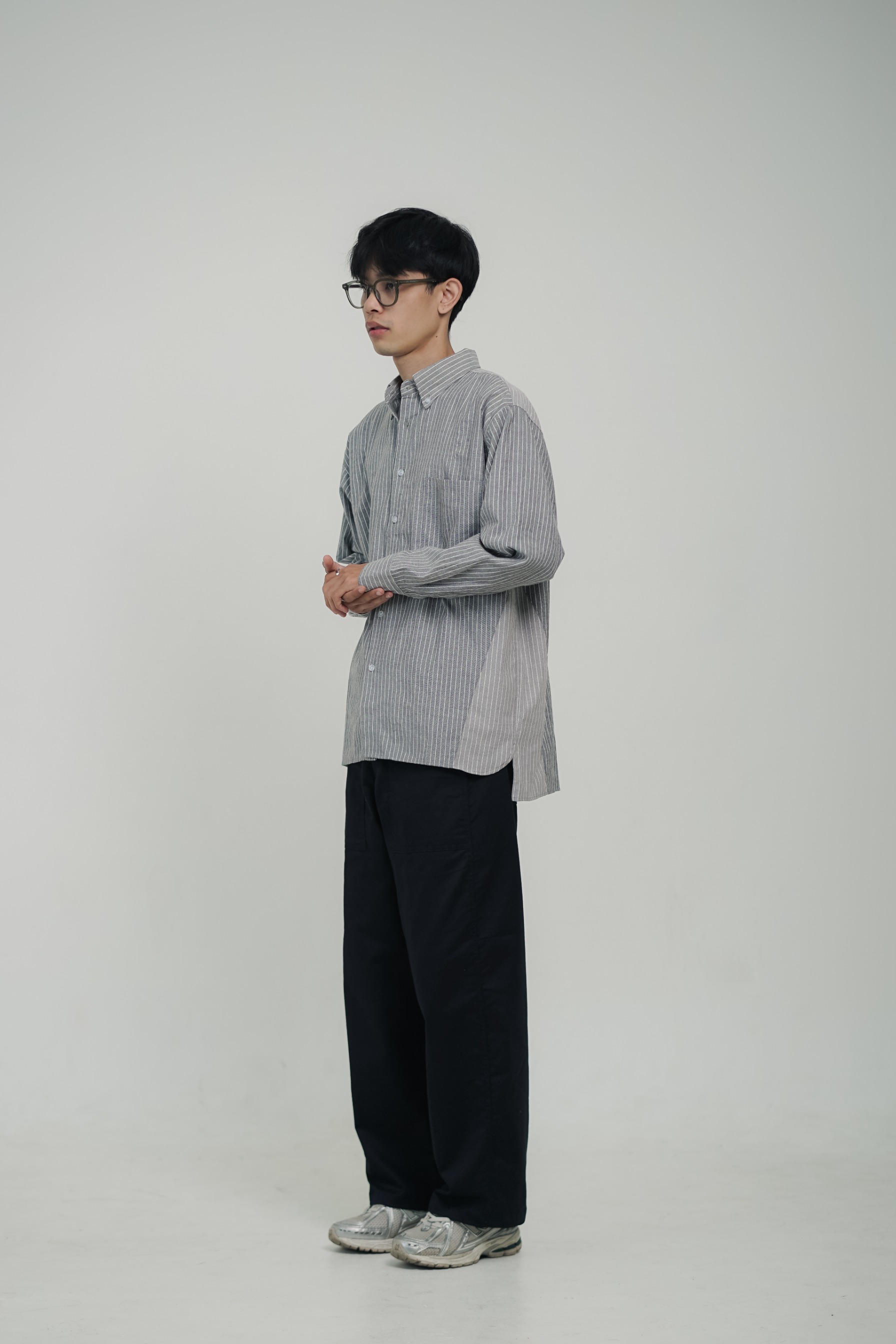LOUNDE 2-Tone Shirt Black Grey