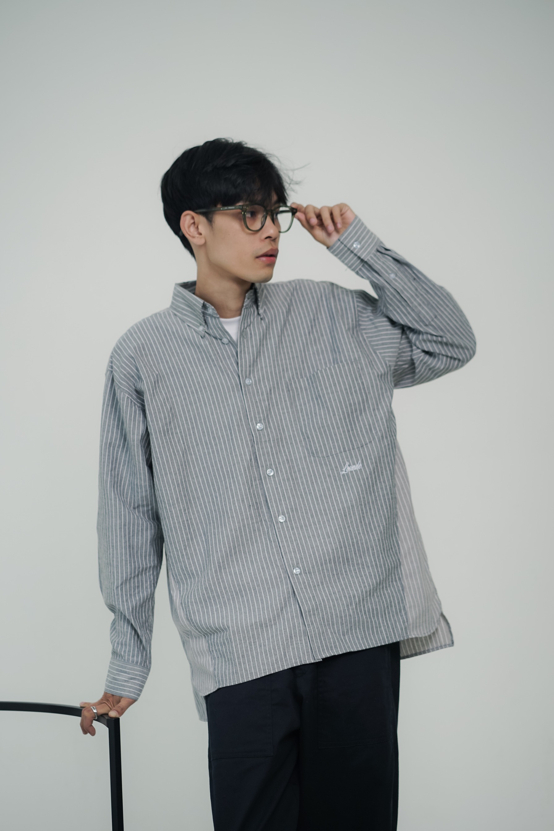 LOUNDE 2-Tone Shirt Black Grey
