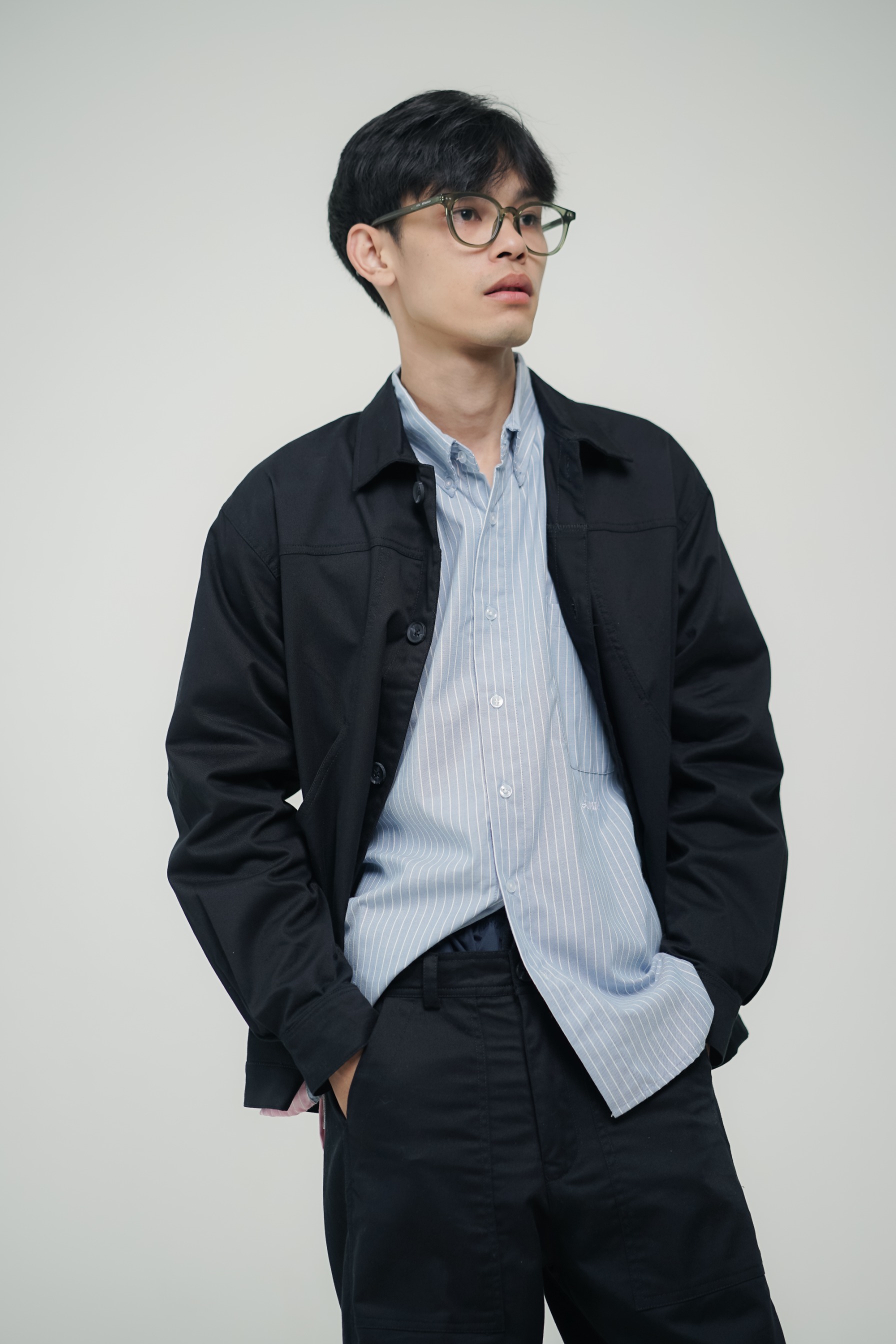 LOUNDE Noir Twill Overshirt Unisex Jacket