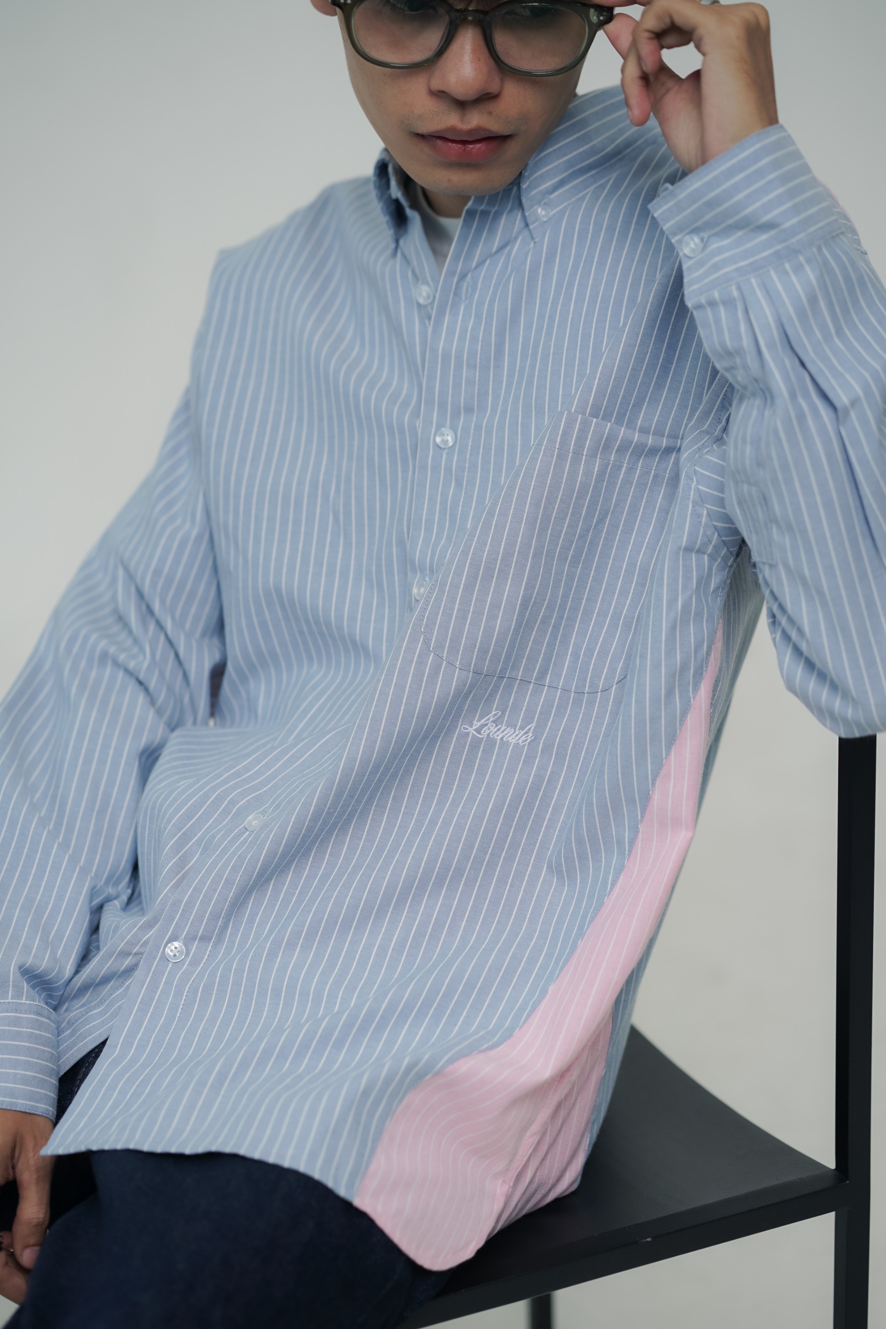 LOUNDE 2-Tone Shirt Blue Pink