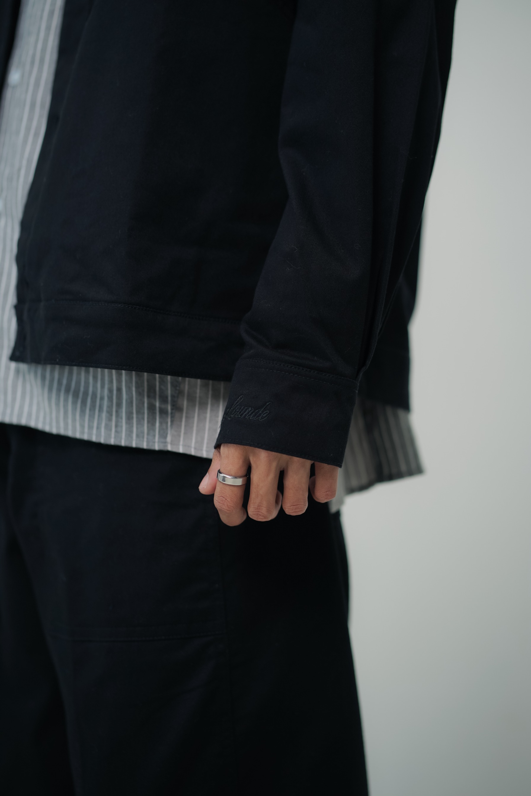LOUNDE Noir Twill Overshirt Unisex Jacket