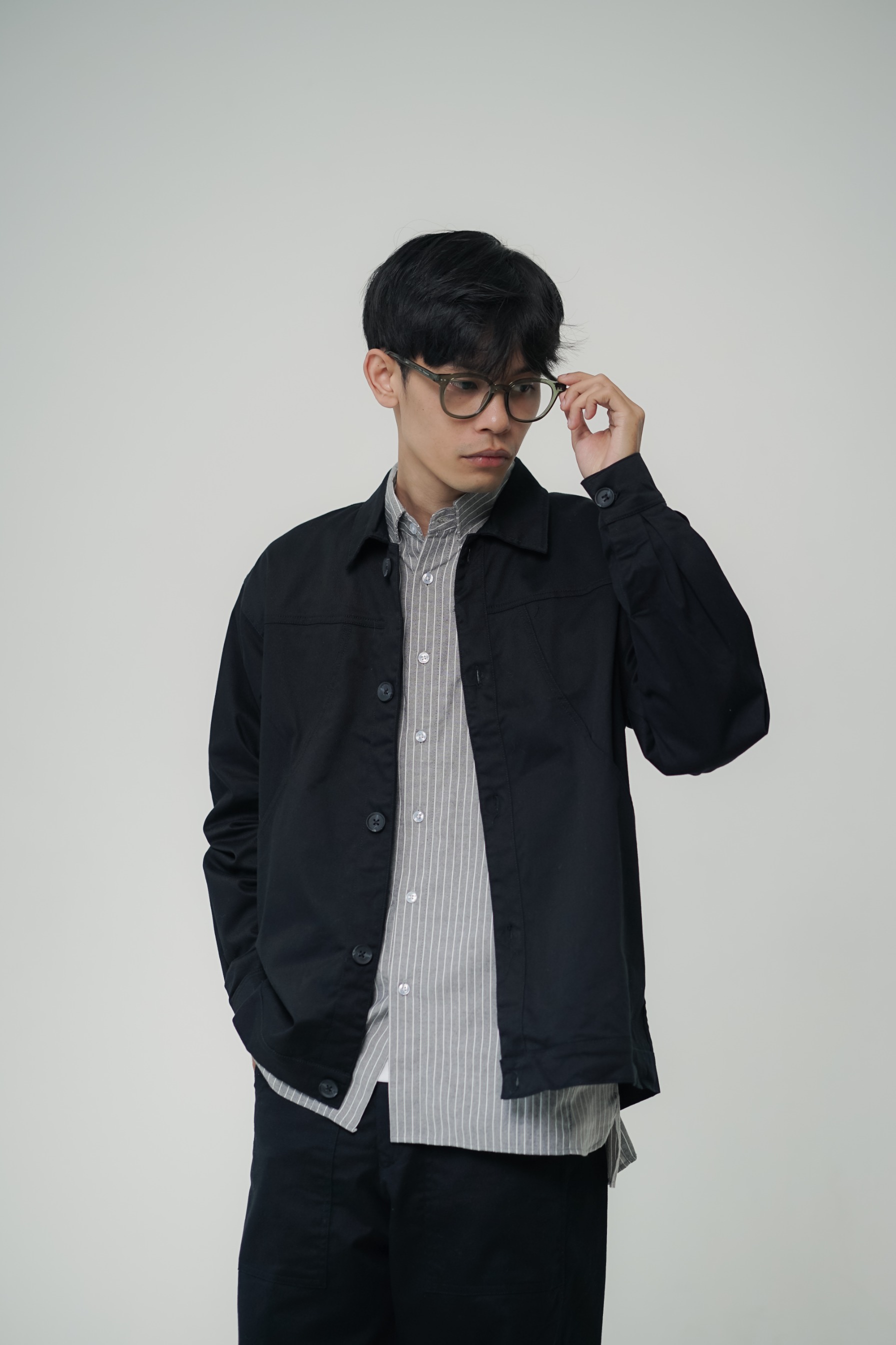 LOUNDE Noir Twill Overshirt Unisex Jacket