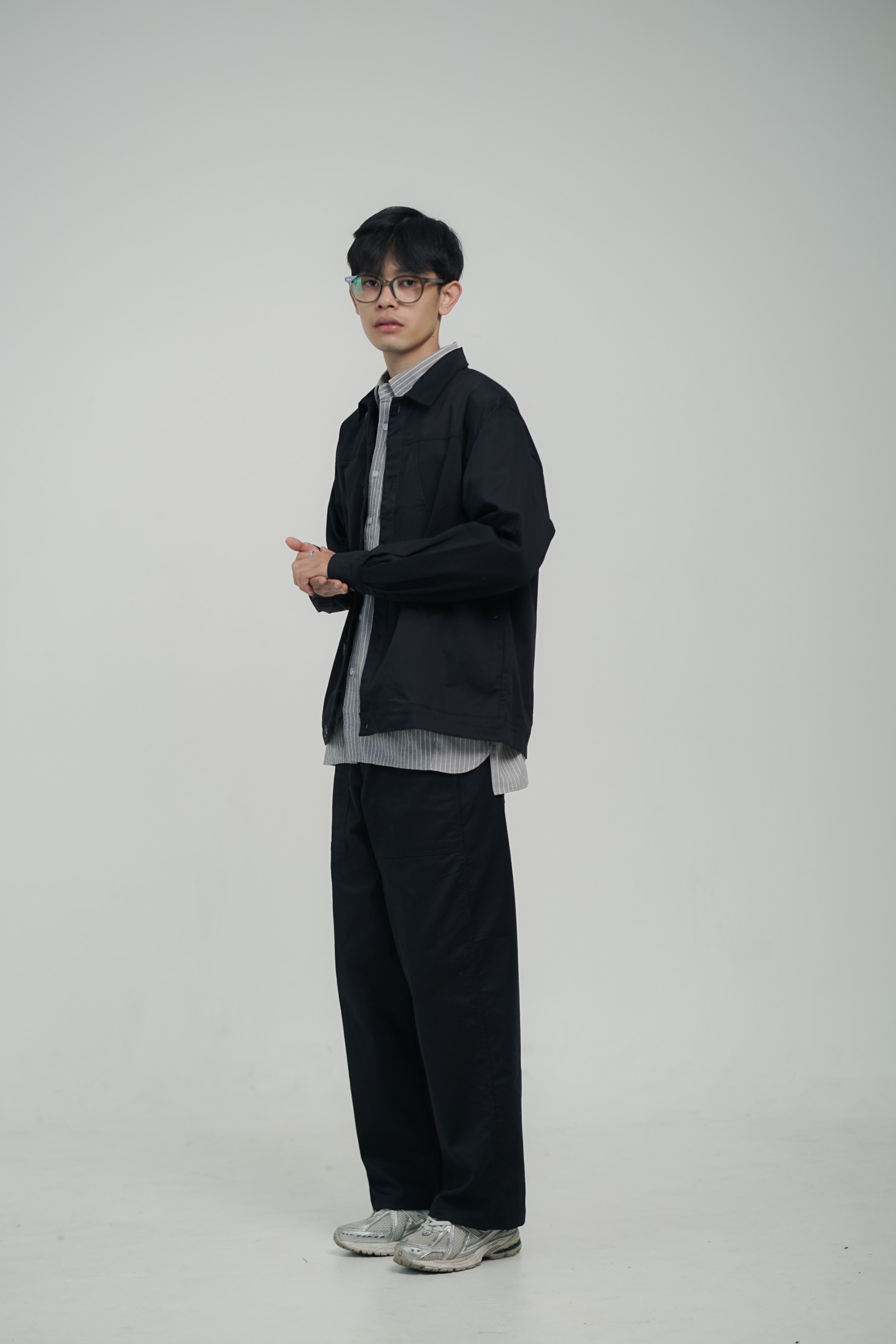LOUNDE Noir Twill Overshirt Unisex Jacket