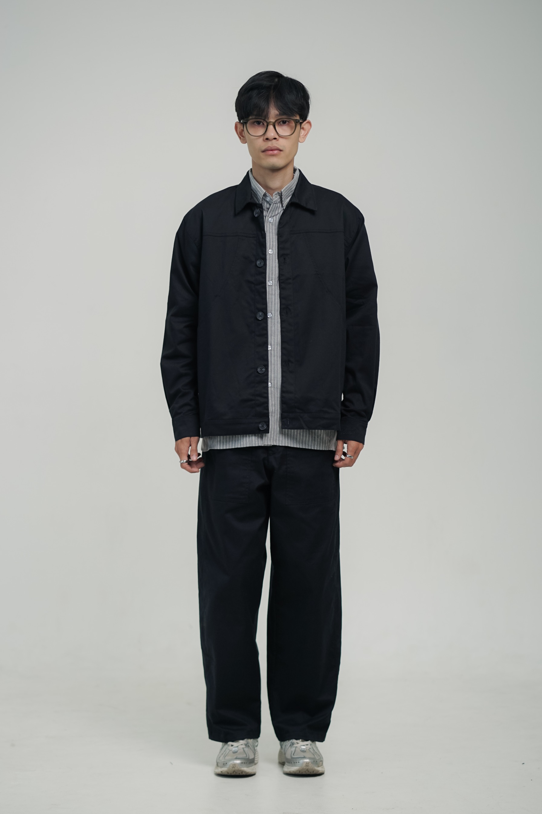 LOUNDE Noir Twill Overshirt Unisex Jacket
