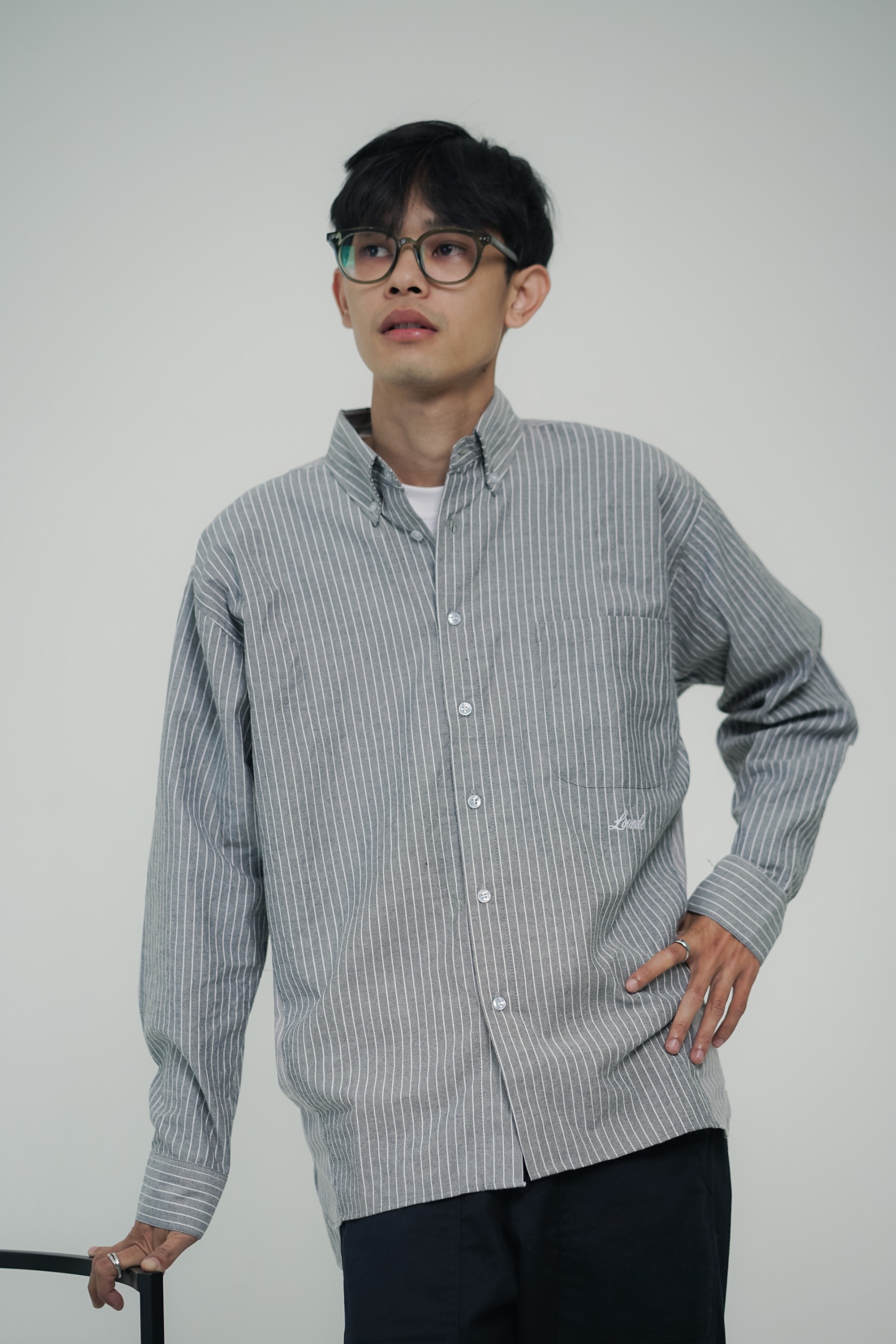 LOUNDE 2-Tone Shirt Black Grey