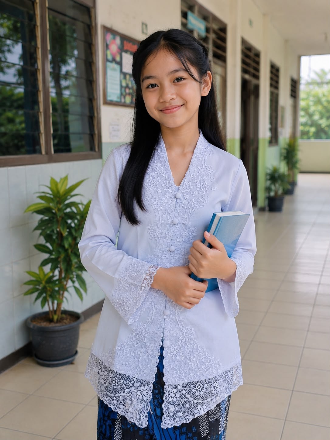 Riska Seragam Kebaya Putih Bordir SMP/SMA