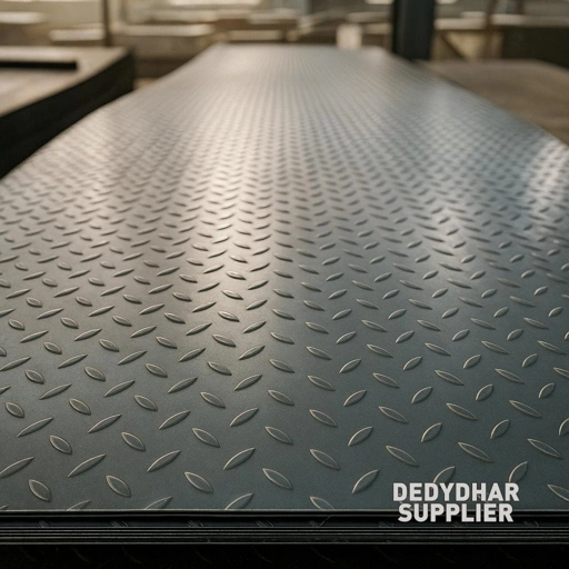 Plat Besi Bordes Kembang/ Plat Besi Berlian / Plat Ezer Kembang / Steel Checkered Plate 122 x 244cm / 4x8 feet FULL