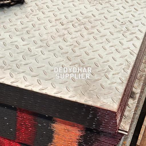 Plat Besi Bordes Kembang/ Plat Besi Berlian / Plat Ezer Kembang / Steel Checkered Plate 122 x 244cm / 4x8 feet FULL