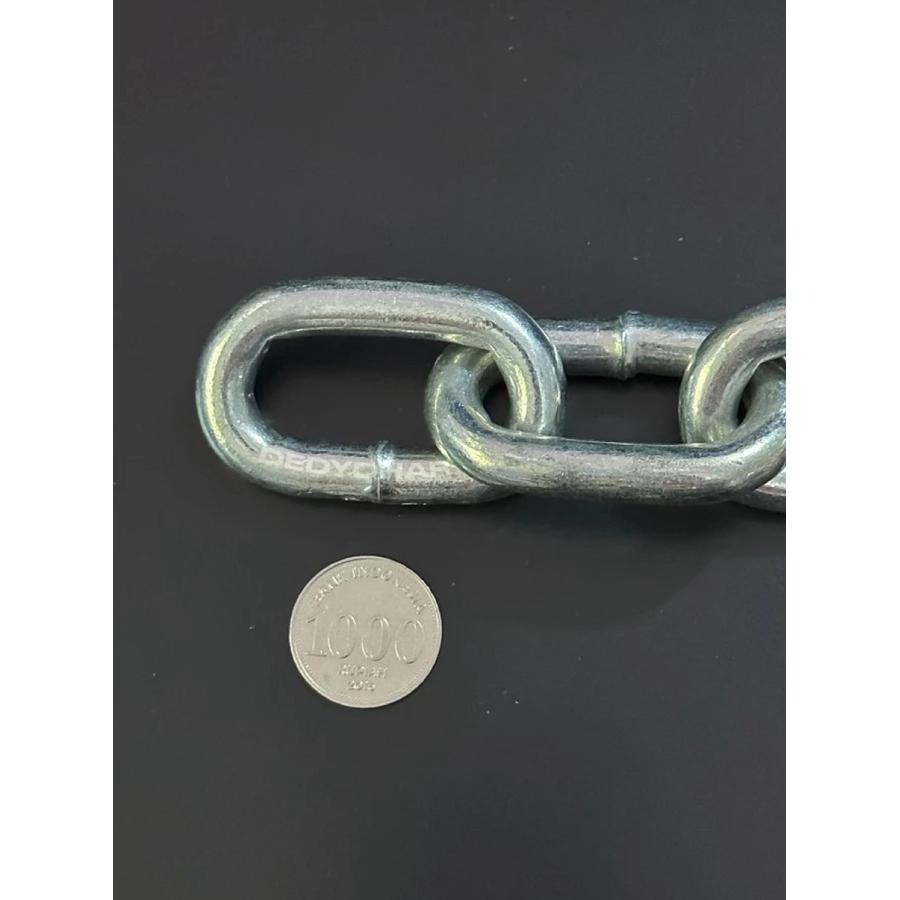 Rantai Besi 10mm 3/8inch / Rantai Pagar Portal Gembok Motor Kuat Galvanized 1 Meter