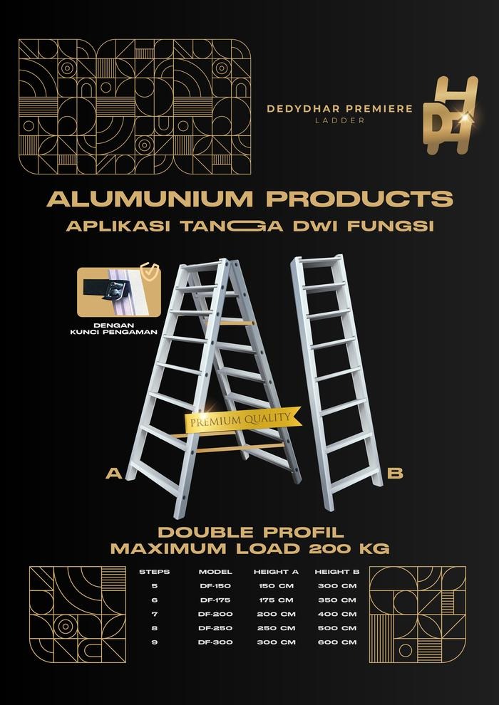 Tangga Alumunium 1.5m / 1.75m / 2m/ 2.5m/ 3m Terkuat Kualitas Ekspor