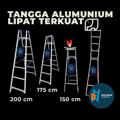 Tangga Alumunium 1.5m / 1.75m / 2m/ 2.5m/ 3m Terkuat Kualitas Ekspor