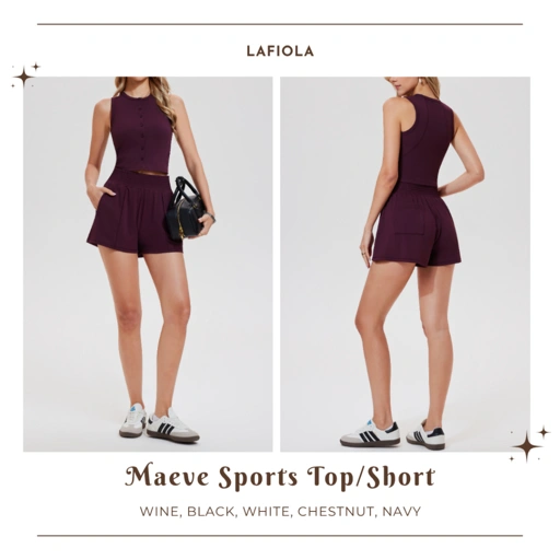LAFIOLA - Crop Top Olahraga Wanita or Sport Short Pants Wanita High Waist Gym Yoga Workout (MAEVE)