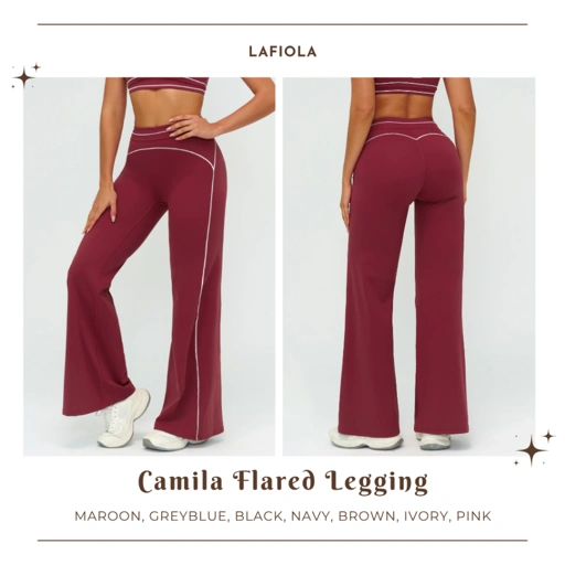 LAFIOLA - Flare Legging Olahraga Wanita High Waist Premium Yoga Pilates (CAMILA)