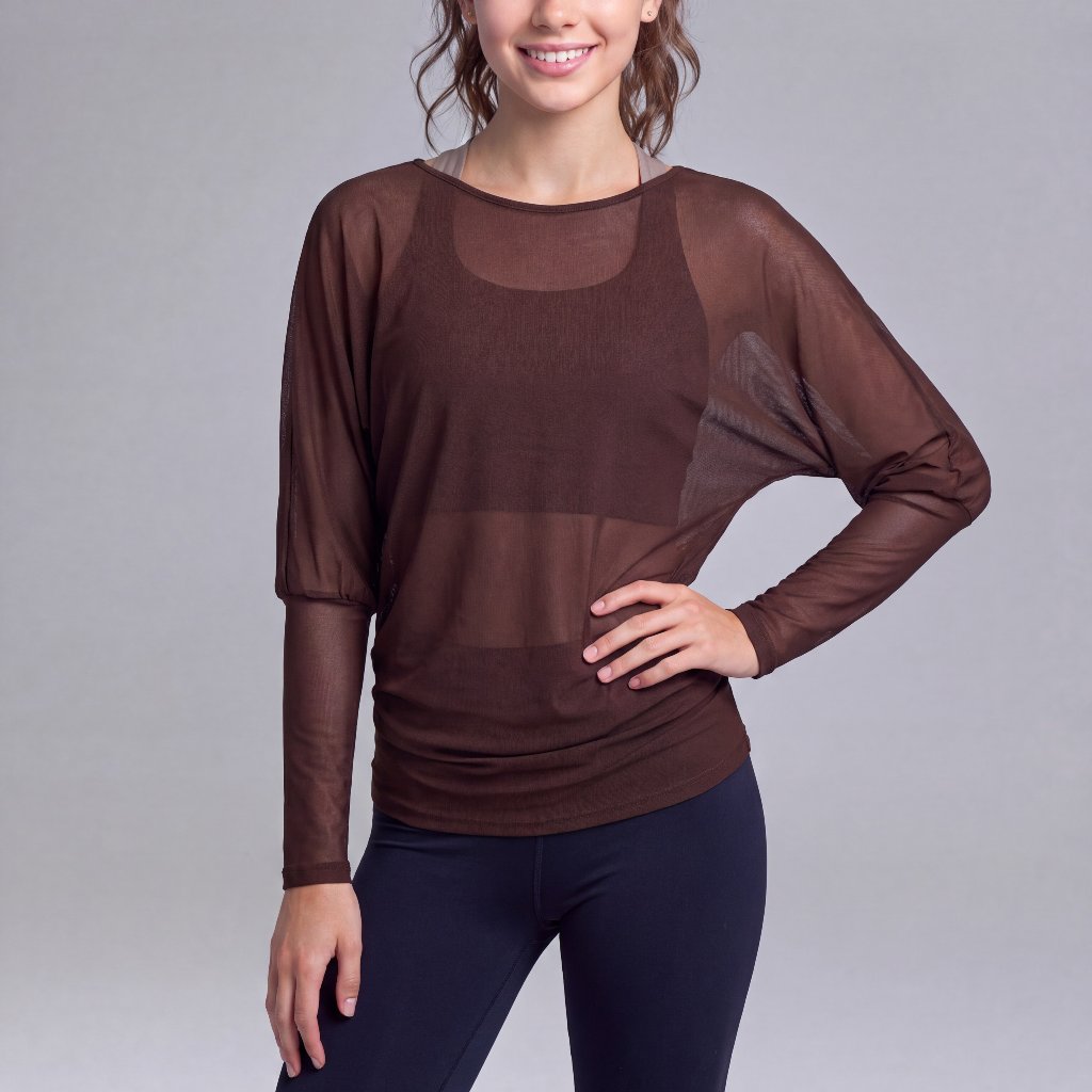 LAFIOLA - Atasan Wanita Mesh Transparan Lengan Panjang Backless Open Back Sport Gym Yoga (JASMINE)