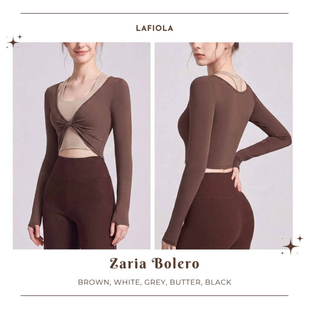 LAFIOLA - Bolero Wanita Lengan Panjang Crop Top Sport Outer Gym Yoga (ZARIA)