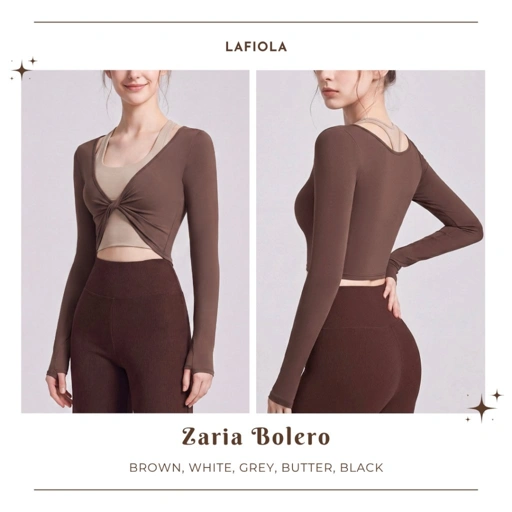 LAFIOLA - Bolero Wanita Lengan Panjang Crop Top Sport Outer Gym Yoga (ZARIA)