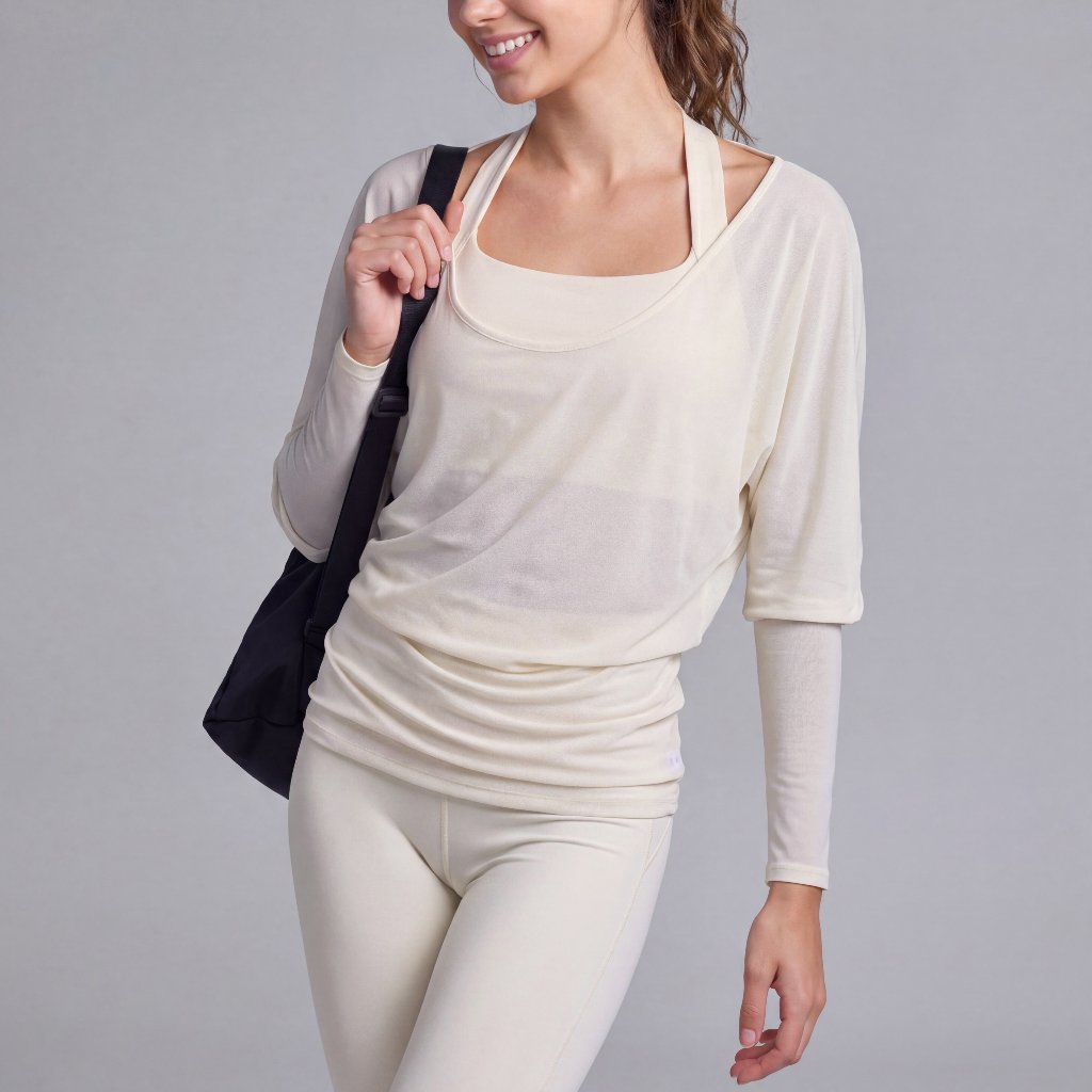 LAFIOLA - Atasan Wanita Mesh Transparan Lengan Panjang Backless Open Back Sport Gym Yoga (JASMINE)