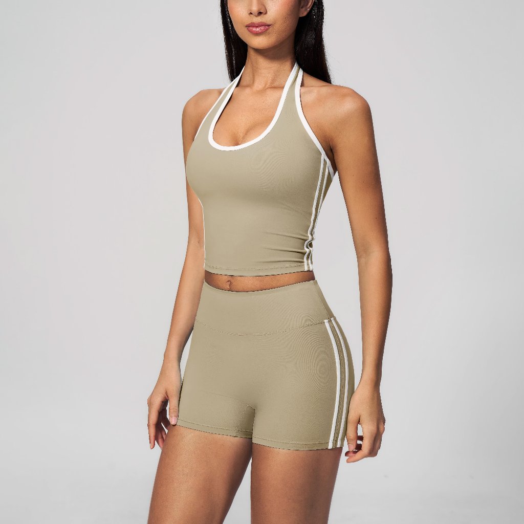 LAFIOLA - Atasan Sport Wanita Halter Top or Short Celana Pendek Gym Tennis Yoga Pilates (JOLIN)