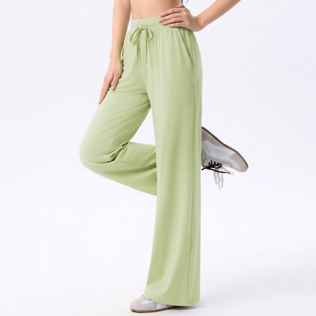 LAFIOLA - Celana Culottes Wanita Olahraga Wide Leg High Waist Drawstring Sport Gym Yoga (KATNISS)