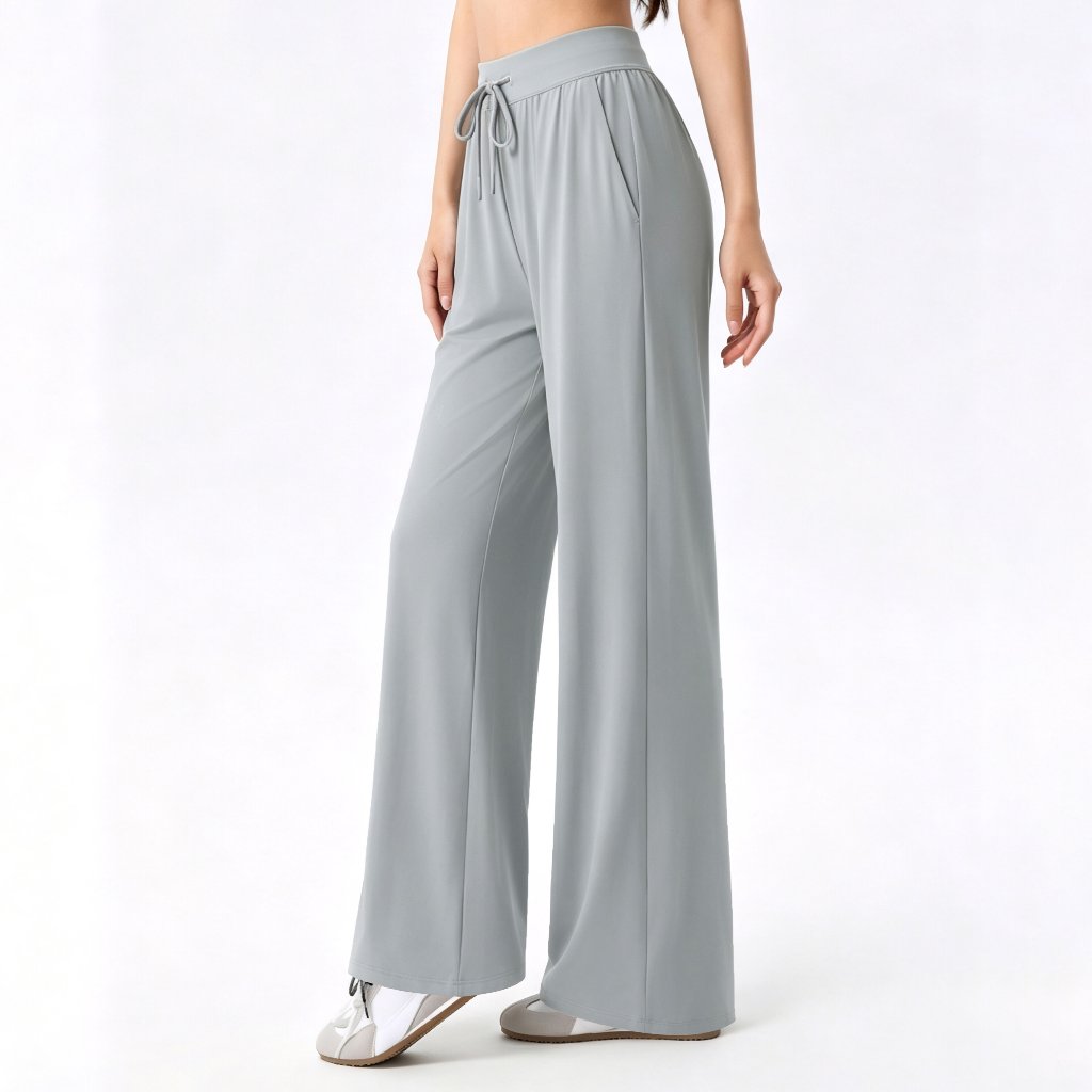 LAFIOLA - Celana Culottes Wanita Olahraga Wide Leg High Waist Drawstring Sport Gym Yoga (KATNISS)