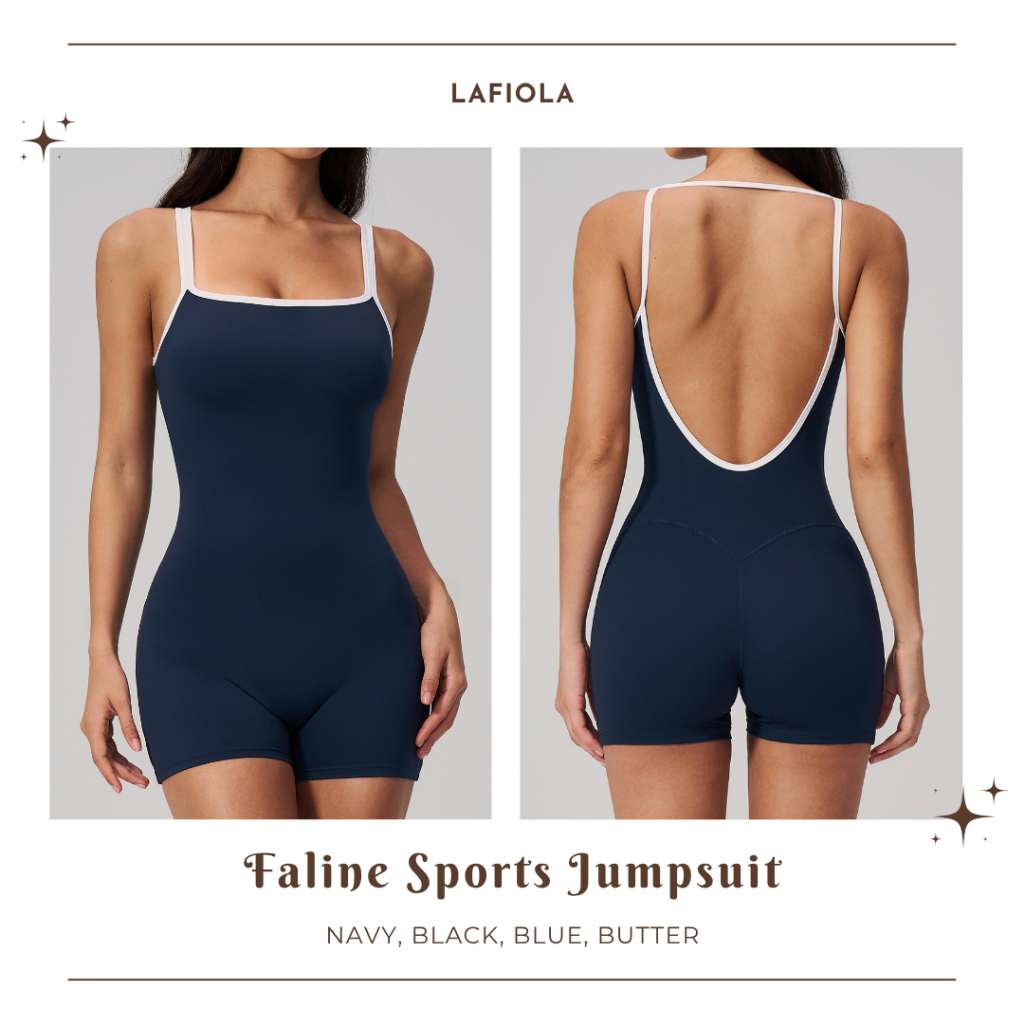 LAFIOLA - Jumpsuit Olahraga Wanita Sport Bodysuit Gym Yoga Pilates (FALINE)