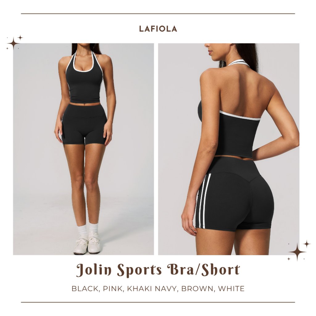 LAFIOLA - Atasan Sport Wanita Halter Top or Short Celana Pendek Gym Tennis Yoga Pilates (JOLIN)