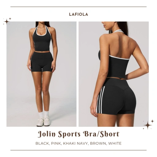 LAFIOLA - Atasan Sport Wanita Halter Top or Short Celana Pendek Gym Tennis Yoga Pilates (JOLIN)