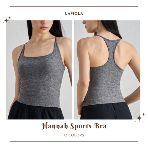 LAFIOLA - Tanktop Sport Bra Olahraga Wanita Yoga Pilates Racerback Backless (HANNAH)