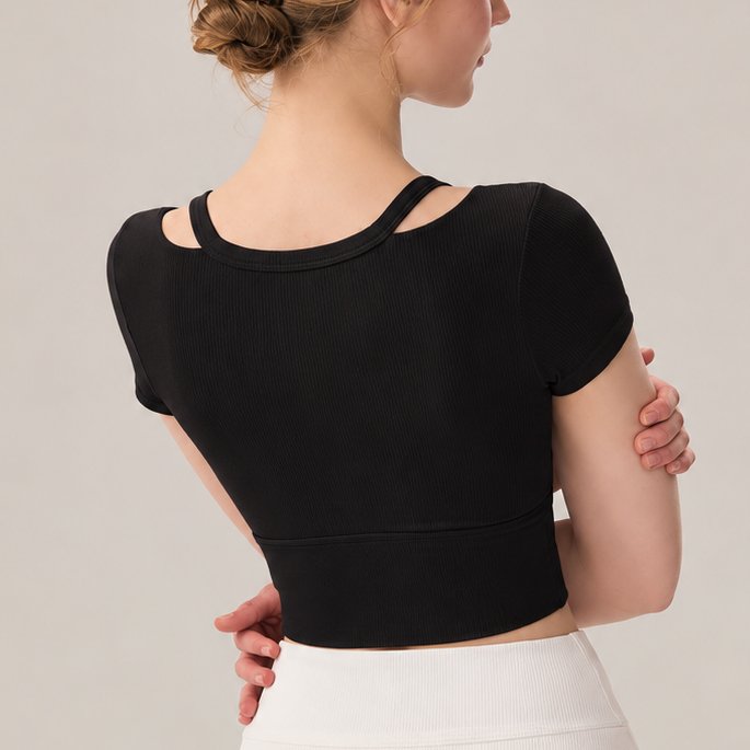 LAFIOLA - Bra Top Wanita Sport Ribbed Crop Top Olahraga Gym Yoga Pilates (KARA)