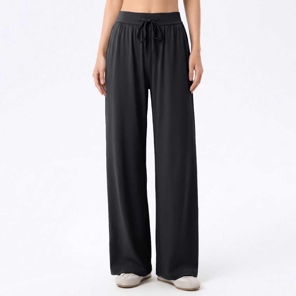 LAFIOLA - Celana Culottes Wanita Olahraga Wide Leg High Waist Drawstring Sport Gym Yoga (KATNISS)