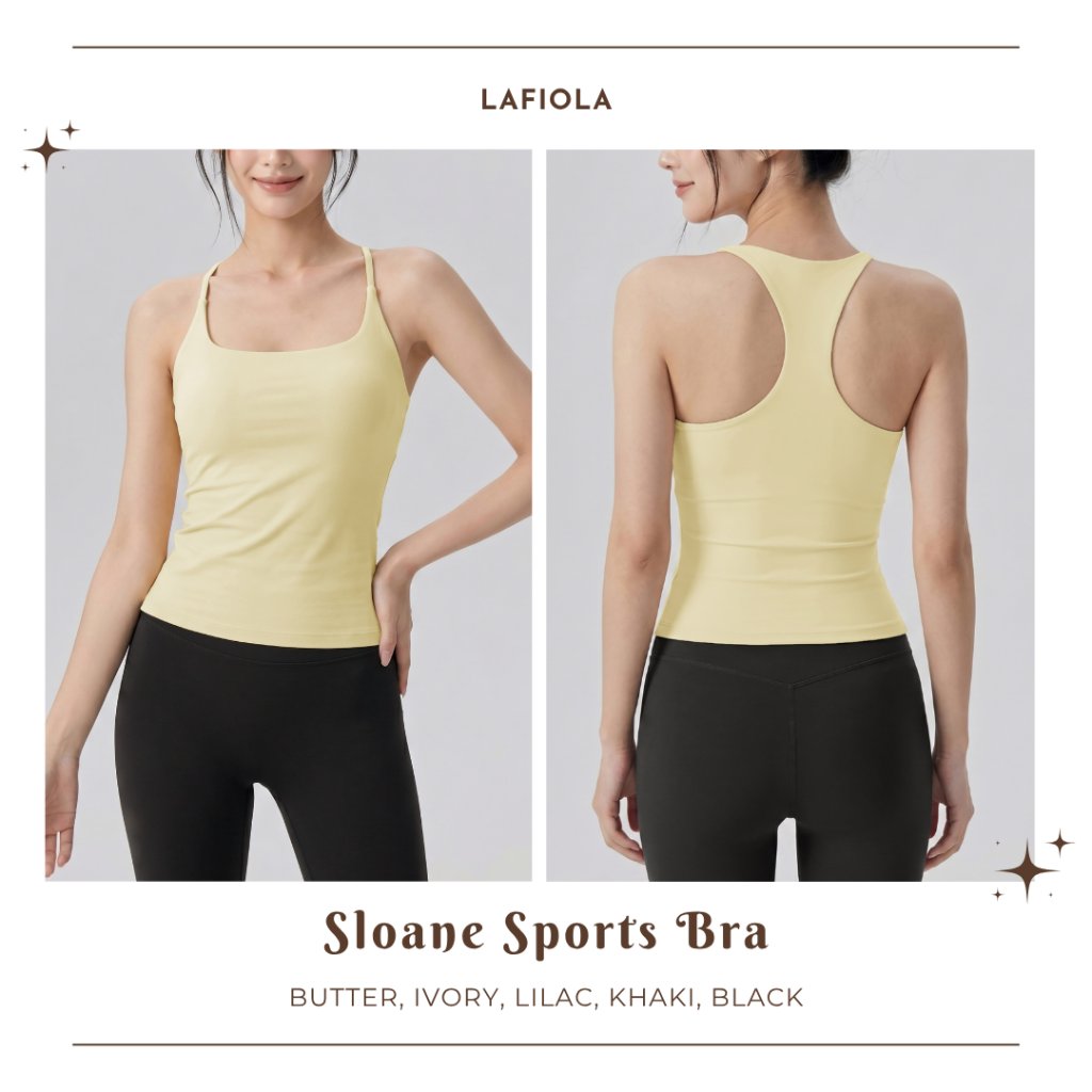 LAFIOLA - Tank Top Wanita Sport Racerback Atasan Olahraga Gym Yoga Pilates (SLOANE)
