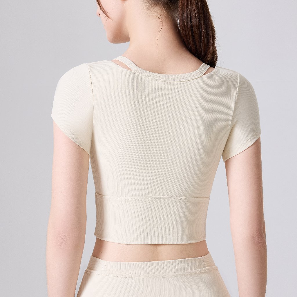 LAFIOLA - Bra Top Wanita Sport Ribbed Crop Top Olahraga Gym Yoga Pilates (KARA)